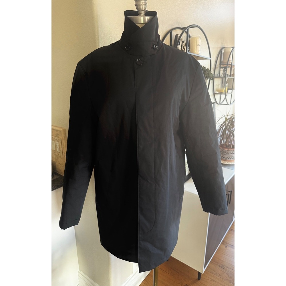 Allen Edmonds Mens Port‎ Washington Black Car Coat Jacket Medium Hidden Button